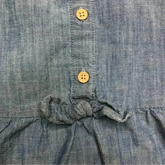 Joe Fresh Jean Dress Buttons Bow Collared Blue Size 6 / Small - Picture 4 of 16